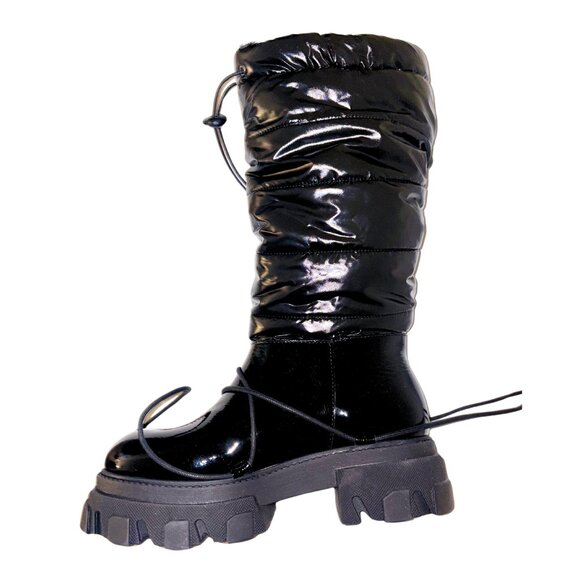 BNIB L'intervalle Avalanche Black Patent Boots Size 37 - Picture 2 of 4